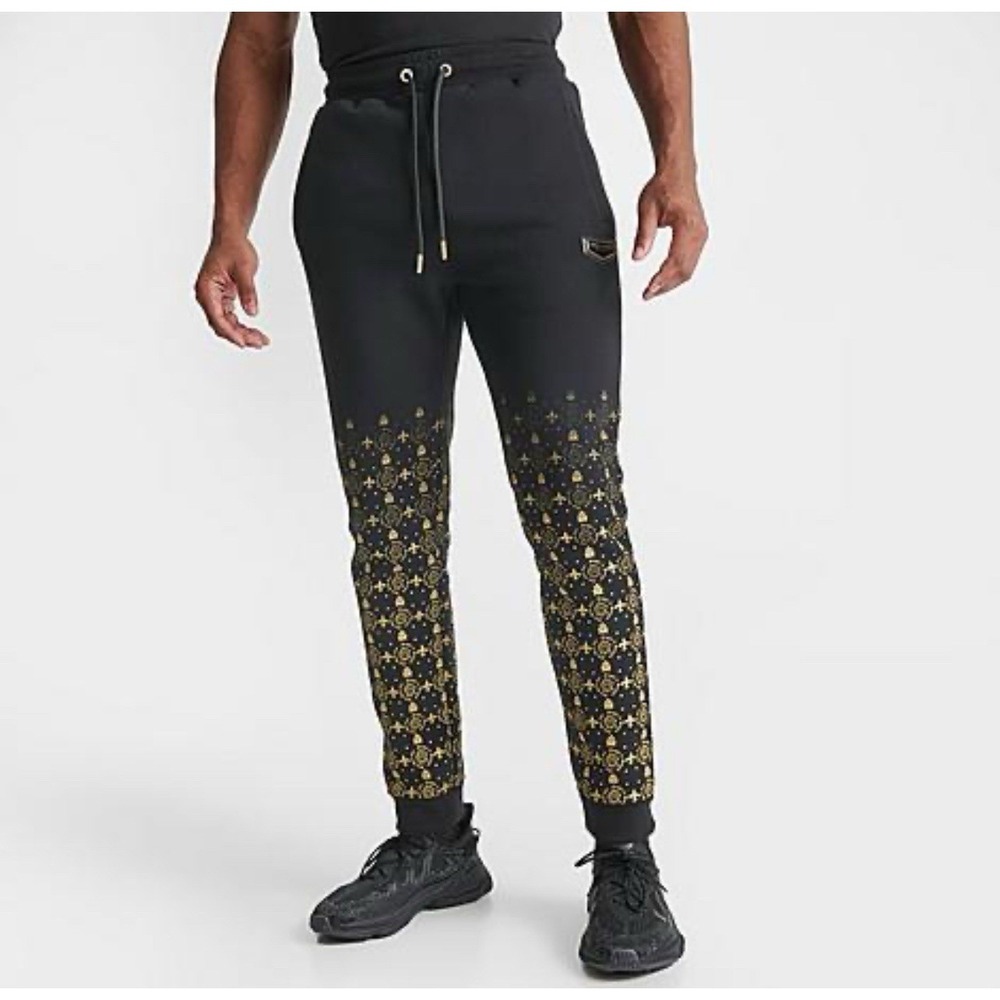 Supply & Demand Royalty Monogram‎ Jogger Sweatpants Black/Gold Men's Small NWT